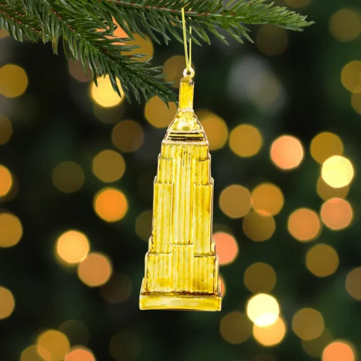 New 5" Gold Skyscraper Building Glass Christmas Ornament Novelty