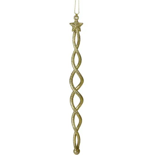 8.75" Gold Spiral Icicle With a Star Christmas Ornament Icicles|Snowflakes