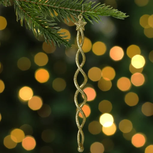8.75" Gold Spiral Icicle With a Star Christmas Ornament Icicles|Snowflakes