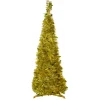 Outlet 4' Gold Tinsel Pop-Up Artificial Christmas Tree, Unlit Pop Up