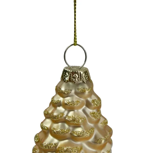 Hot 8" Gold With Glitter Accents Pine Cone Christmas Ornament Novelty
