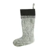 New 22" Gray and Black Quilted Embellished Christmas Stocking Stockings