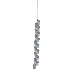 Online 7" Gray and Blue Glitter Spiral Twist Icicle Christmas Ornament Icicles|Snowflakes