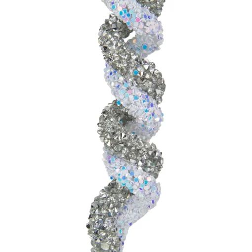 Online 7" Gray and Blue Glitter Spiral Twist Icicle Christmas Ornament Icicles|Snowflakes