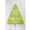 24” Gray and Green Farm Fresh Christmas Trees Wooden Hanging Wall Sign Wall