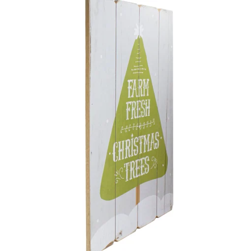 24” Gray and Green Farm Fresh Christmas Trees Wooden Hanging Wall Sign Wall