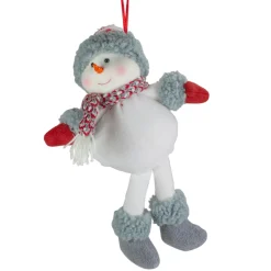 New 14" Gray and Red Plush Snowman Hanging Christmas Ornament Snowmen