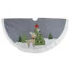 Best 48" Gray and White Deer with Owl Christmas Tree Skirt Cloth|Metal