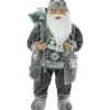 24" Gray and White Santa Claus with Lantern Christmas Figure Santa Claus