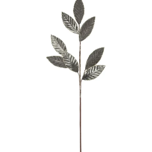 28" Gray Glitter Textured Leaves Christmas Spray Sprays, Picks & Branches