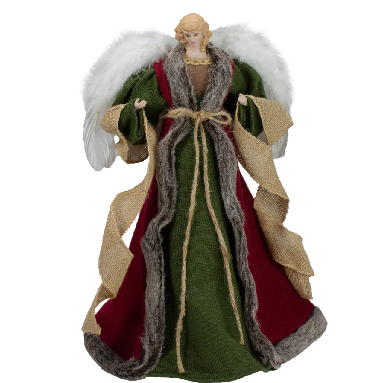 Best 18" Green and Brown Angel in a Dress Christmas Tree Topper - Unlit Angels