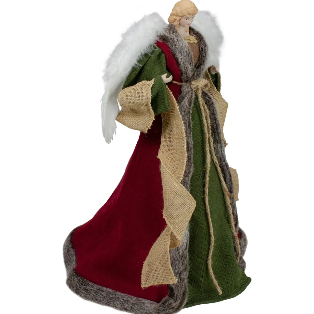 Best 18" Green and Brown Angel in a Dress Christmas Tree Topper - Unlit Angels