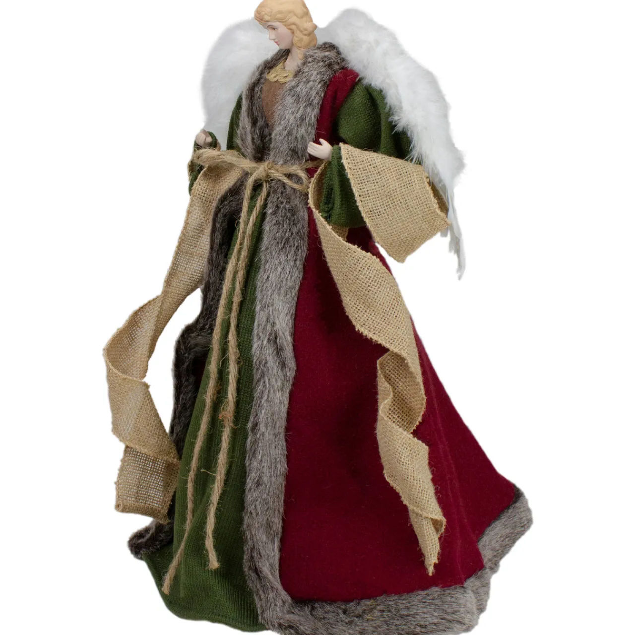 Best 18" Green and Brown Angel in a Dress Christmas Tree Topper - Unlit Angels