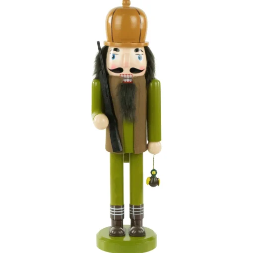 Online 14" Green and Brown Wood Duck Hunter Wooden Christmas Nutcracker Nutcrackers