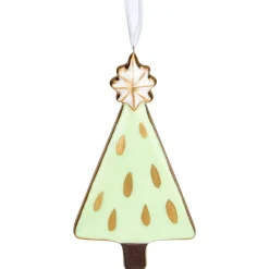 Discount 4.5" Green and Gold Christmas Tree Hanging Ornament Garden & Floral