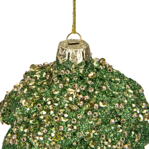 Clearance 5.5" Green and Gold Glitter Beaded Pine Cone Christmas Ornament Garden & Floral