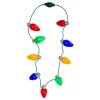 16" Green and Red Flashing Retro Bulb Christmas Necklace Costumes