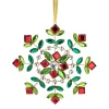 6.5" Green and Red Gem Stone Flowers Snowflake Christmas Ornament Icicles|Snowflakes