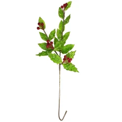 New 28.25" Green and Red Glittered Holly Berry Christmas Spray Sprays, Picks & Branches