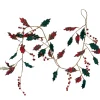 Clearance 5' Green and Red Plaid Holly with Jingle Bells Christmas Garland - Unlit Unlit
