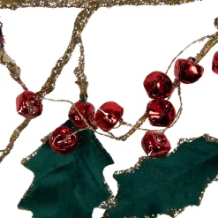 Clearance 5' Green and Red Plaid Holly with Jingle Bells Christmas Garland - Unlit Unlit