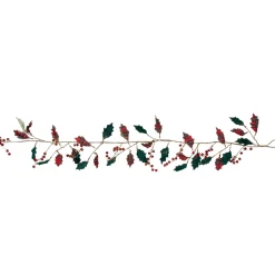 Clearance 5' Green and Red Plaid Holly with Jingle Bells Christmas Garland - Unlit Unlit