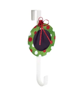 Online 18" Green and Red Polka Dot Chalkboard Wreath Door Hanger Christmas Decor Wreath Storage & Accessories