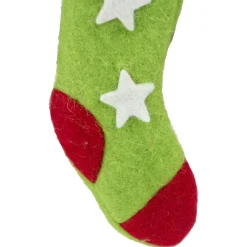 Sale 9.5" Green and Red Stars Felt Christmas Stocking Ornament Stockings