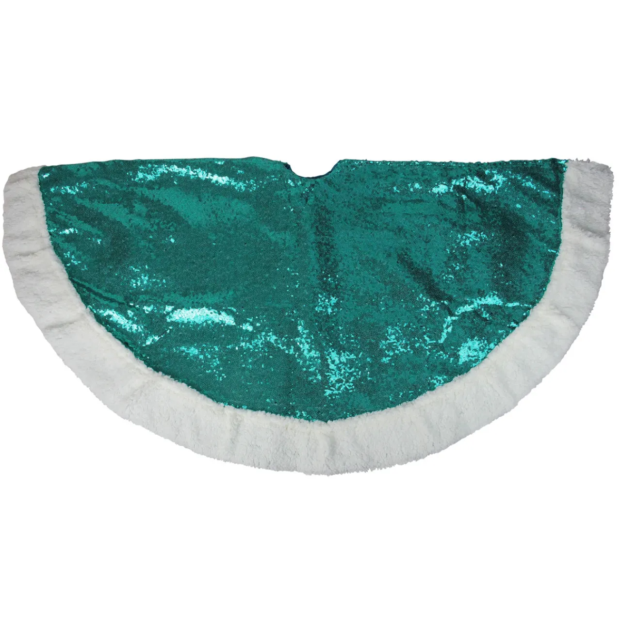 Outlet 47" Green and White Paillette Sequins Christmas Tree Skirt Cloth|Metal