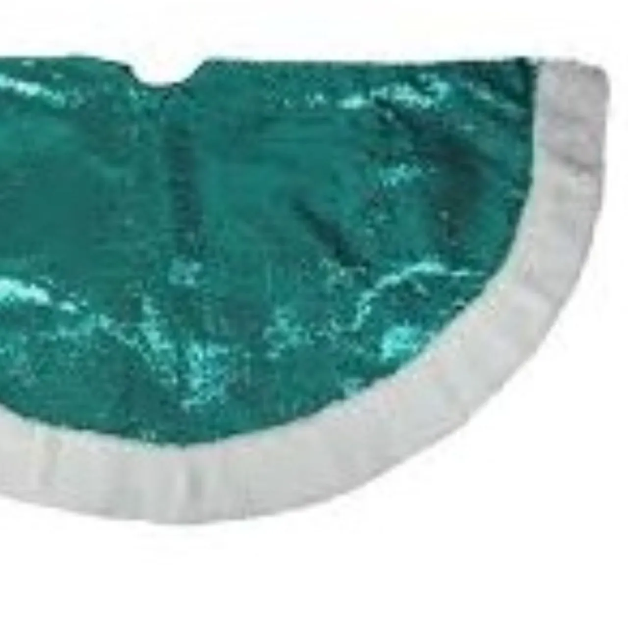 Outlet 47" Green and White Paillette Sequins Christmas Tree Skirt Cloth|Metal