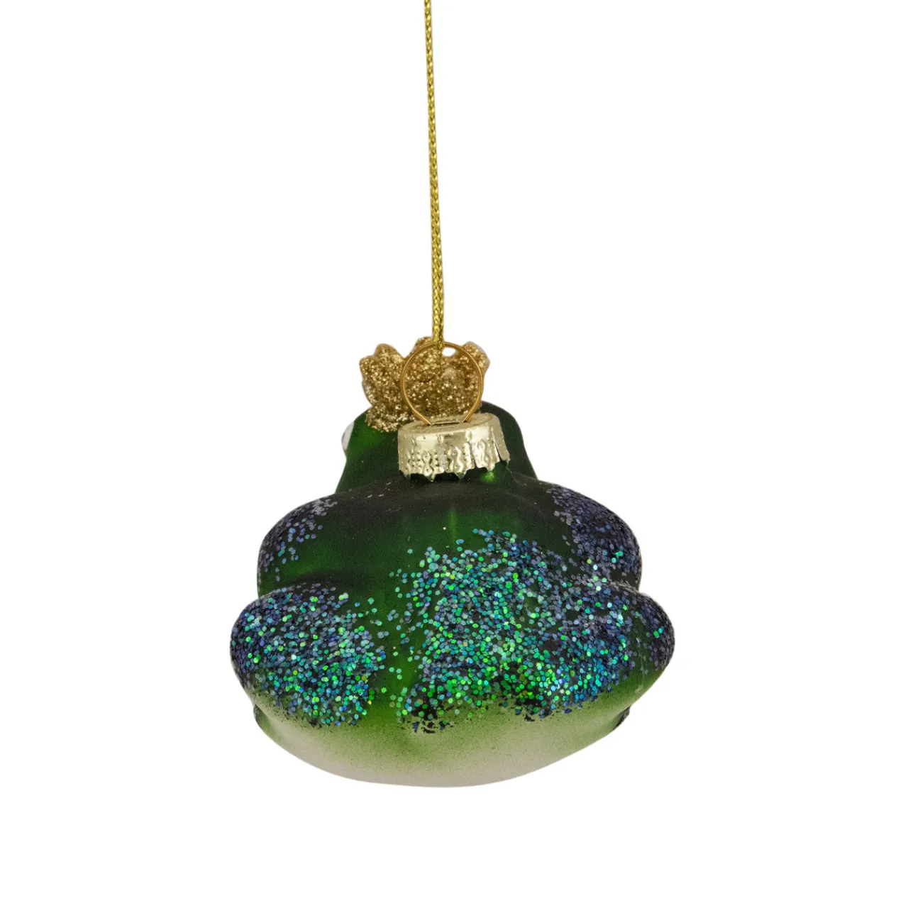 Clearance 3" Green and White Prince Frog in a Gold Crown Glass Christmas Ornament Animals