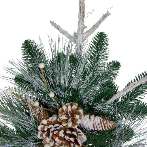 New 24" Green and Winter White Frosted Mixed Pine Twig Snowflake Christmas Ornament Icicles|Snowflakes