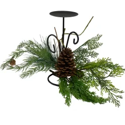 Outlet 10" Green Artificial Sprigs and Pine Cone Christmas Candle Holder Candle Holders