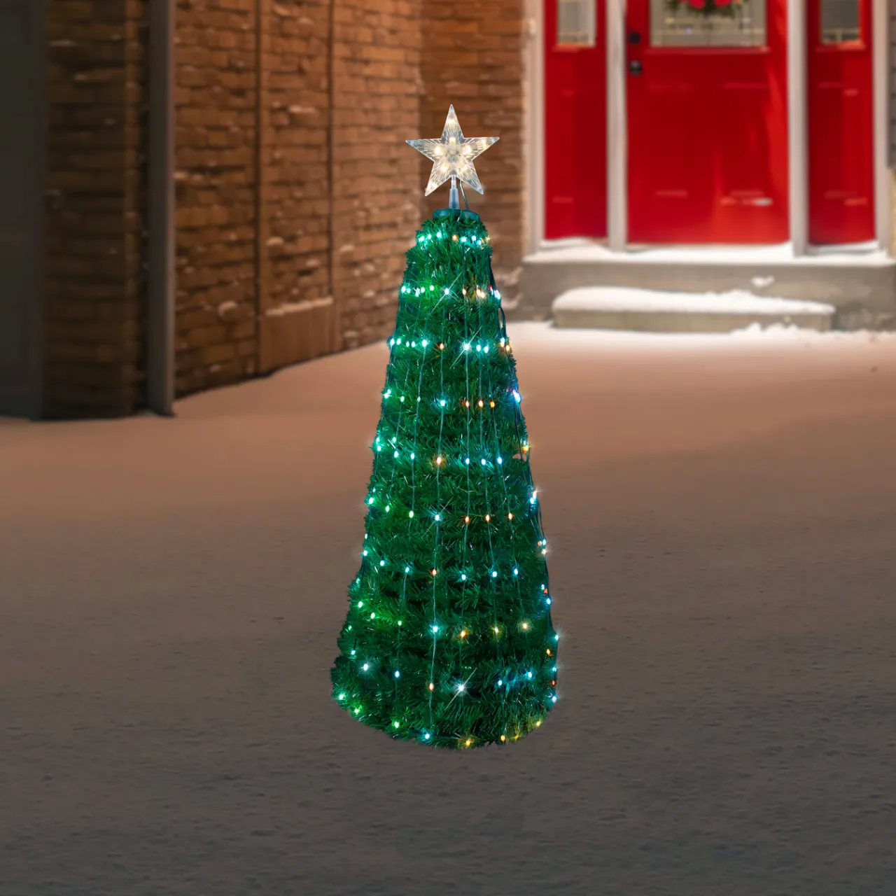 Discount 4' Green Color Changing Multiple Function Pop Up Artificial Outdoor Christmas Tree Trees