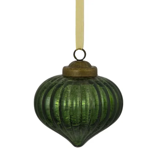 Sale 3" Green Crackle Glass Onion Christmas Ornament Finials|Pendants