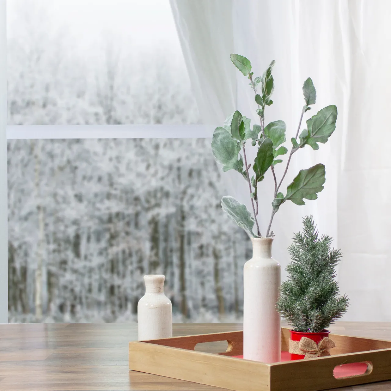 32" Green Frosted Oak Leaf Artificial Christmas Spray Sprays, Picks & Branches