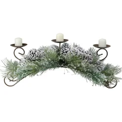 Outlet 30" Green Frosted Pine Needle and Pine Cone Christmas Candle Holder Candle Holders