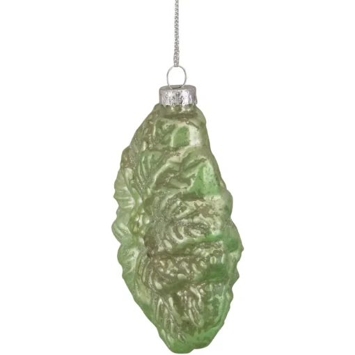 New 3.75" Green Glittered Poinsettia Flower Glass Christmas Ornament Garden & Floral
