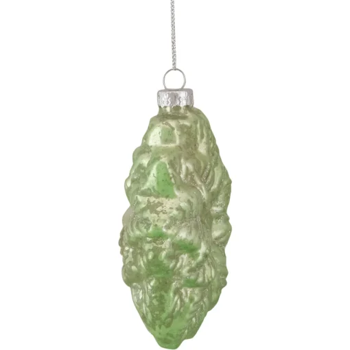 New 3.75" Green Glittered Poinsettia Flower Glass Christmas Ornament Garden & Floral