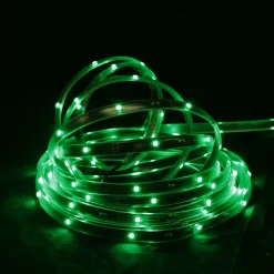 Outlet 18' Green LED Outdoor Christmas Linear Tape Lighting - Black Finish Rope & Tape