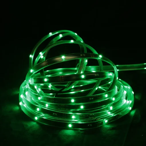 Outlet 18' Green LED Outdoor Christmas Linear Tape Lighting - Black Finish Rope & Tape