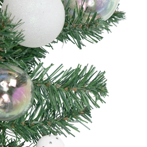 Outlet 6' Green Pine Artificial Christmas Garland with Berries and Iridescent Ornaments Pre Decorated
