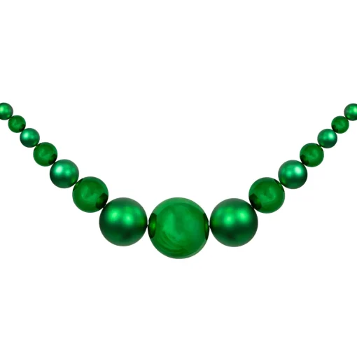 Outlet 6' Green Shiny and Matte Shatterproof Ball Christmas Swag Unlit Swags