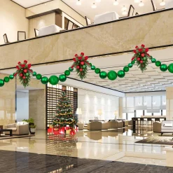 Outlet 6' Green Shiny and Matte Shatterproof Ball Christmas Swag Unlit Swags