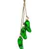 Sale 8.5" Green Shiny Pickle Cluster Trio Glass Christmas Ornament Food & Beverage