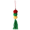 Discount 10.75” Green Triple Plush Pom Pom and Fringe Christmas Ornament Novelty