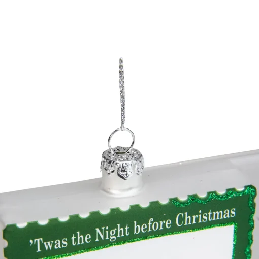 Clearance 3.5" Green USPS Santa Stamp "Twas The Night Before Christmas" Glass Christmas Ornament Santa Claus