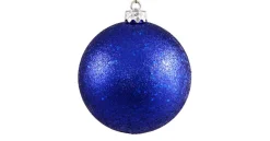 4" Holographic Glitter Lavish Blue Shatterproof Christmas Ball Ornament (100mm) Shatterproof Balls|Ball Ornaments