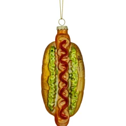 Clearance 6" Hot Dog with All the Fixings Glass Christmas Ornament Food & Beverage