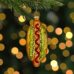 Clearance 6" Hot Dog with All the Fixings Glass Christmas Ornament Food & Beverage